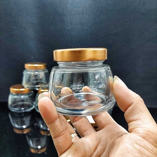 Hũ thủy tinh 150ML (combo 6 cái) nắp thiếc màu đồng – Cực dày - Hủ chưng yến, đựng sữa chua, mỹ phẩm, lọ gia vị