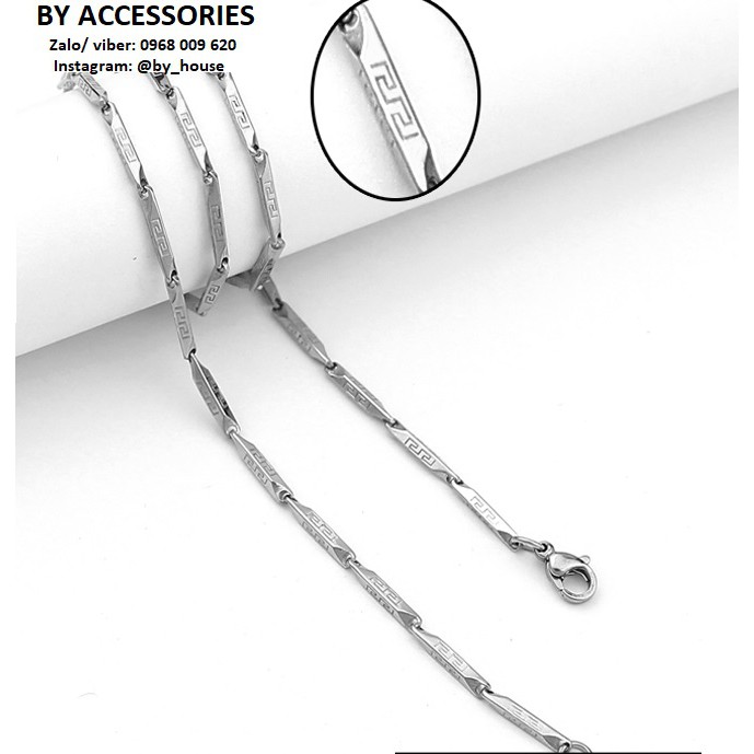 Dây chuyền inox nam dày 2mm khắc họa tiết không đen không gỉ MN031806