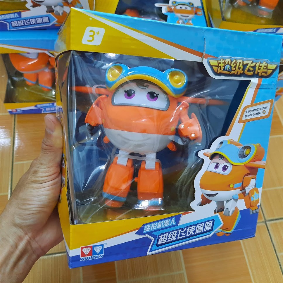 Super wings mô hình Sunny vui vẻ robot biến hình máy bay cỡ lớn bằng nhựa cao cấp (mẫu mới) đội bay siêu đẳng