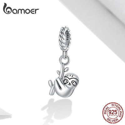 Mặt Trang Sức Bamoer SCX124 Bằng Bạc 925 Hình Con Lười Thích Hợp Làm Vòng Tay DIY
