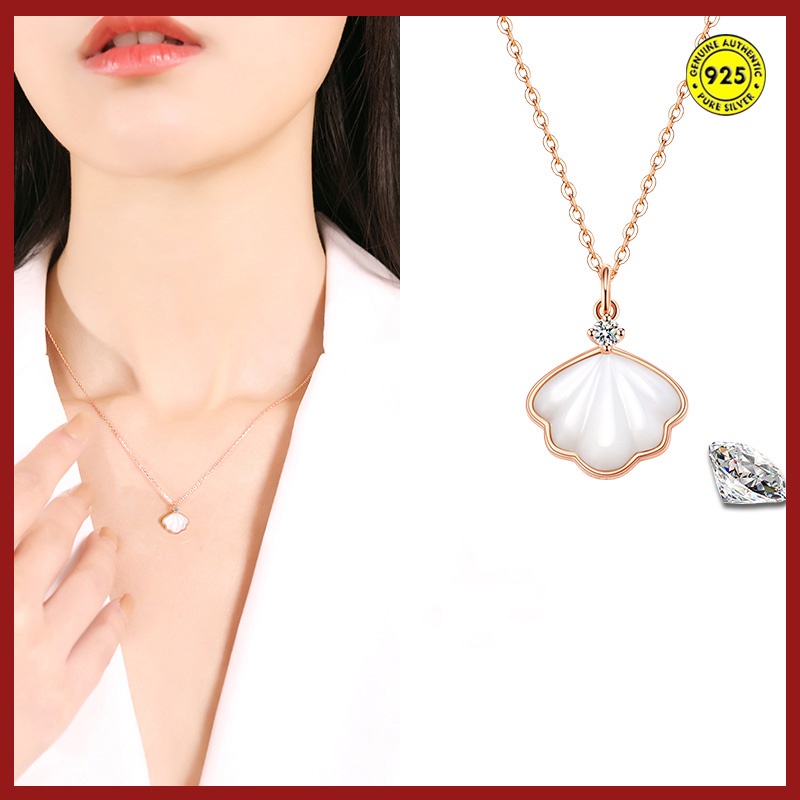 Mới Vòng cổ Mặt Vỏ Sò Đính Đá Thời Trang Cho Nữ