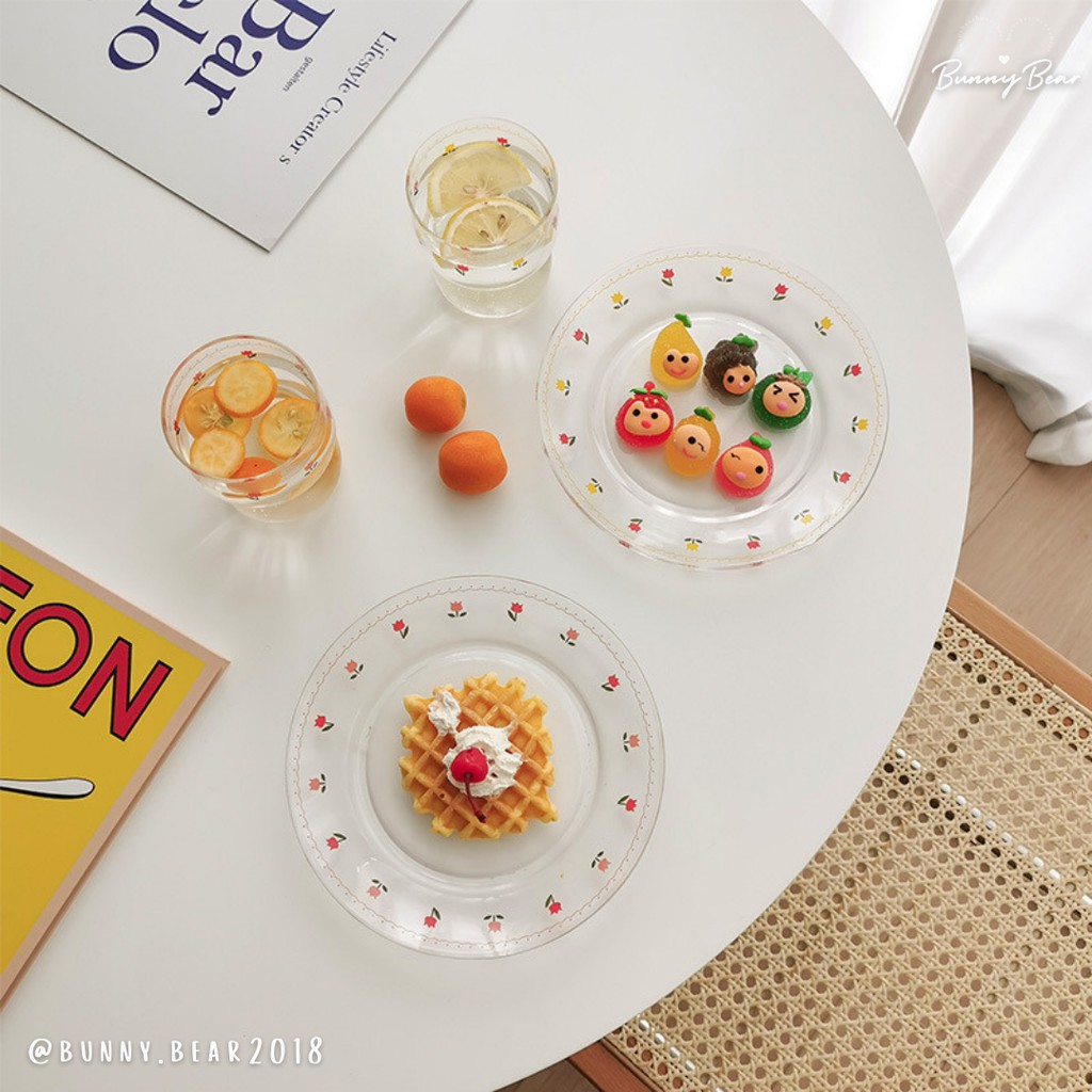 Đĩa thủy tinh đĩa đựng salad đựng trái cây hoa quả tulip xinh xắn