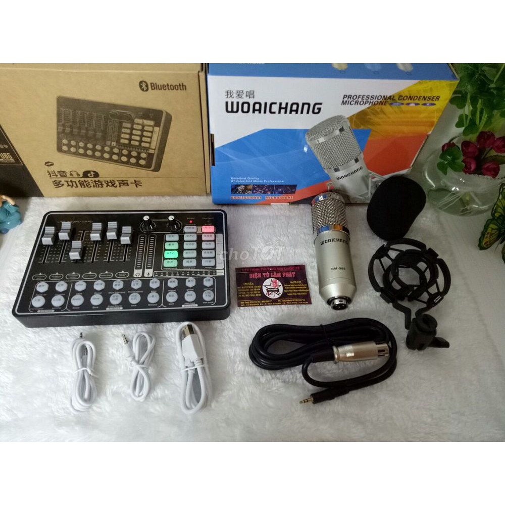 [Hàng Hot] Combo Hát Live Sound Card H9 &amp; Micro BM900, Thu Âm Chỉnh Giọng AutoTune Cực Hay - Kết Nối Bluetooth