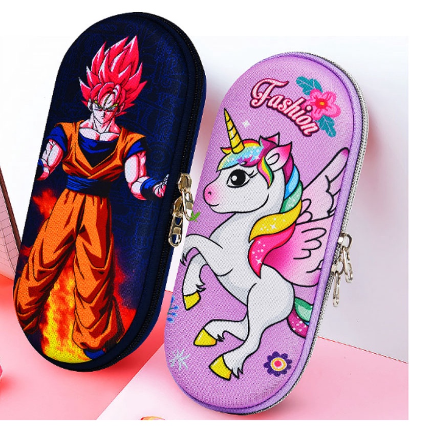 Hộp đựng bút cho bé siêu xinh hình công chúa elsa, Songoku , Pony, màu sắc đẹp ngăn ngăn chứa bút rộng rãi