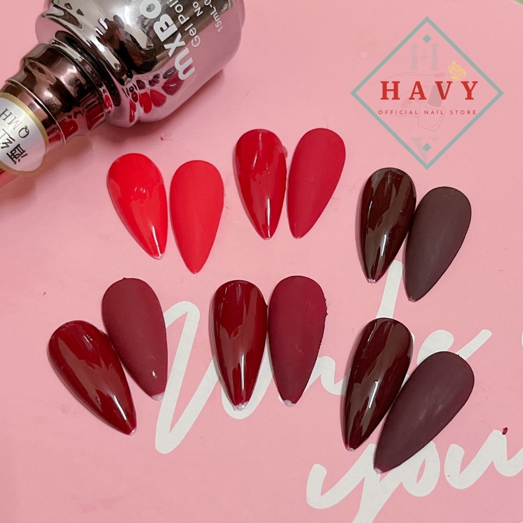 Sơn Gel Mxbon Đỏ - Sơn Gel Đỏ Chuẩn Màu Havy Nail ĐẶC - KHÔNG TÍM - Bóng Bền