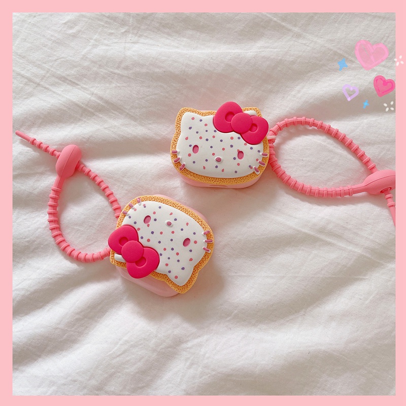 Vỏ Bảo Vệ Hộp Sạc Tai Nghe AirPods 2 1 3 Pro Hình Mèo Hello Kitty 3D Dễ Thương