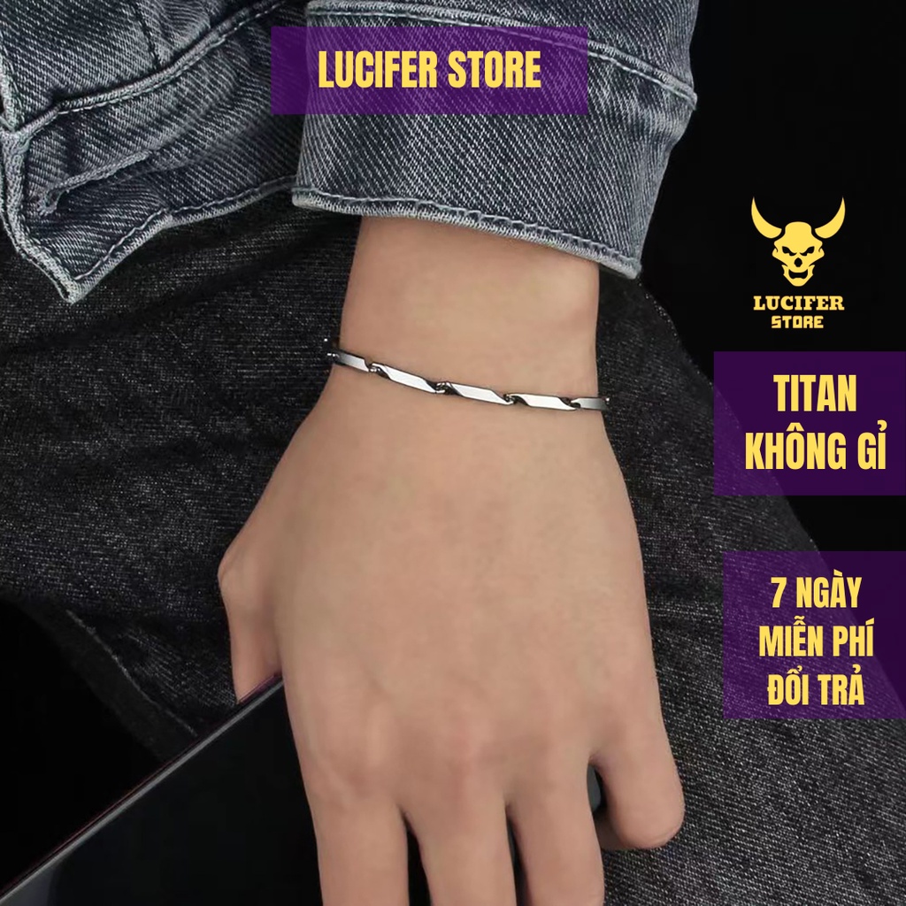 Vòng Tay Bạc Nam Unisex Cá Tính Titan Không Gỉ Đẹp Cuban  Men's Lucifer Store Lắc Tay Phong Cách - Vòng tay xích trơn