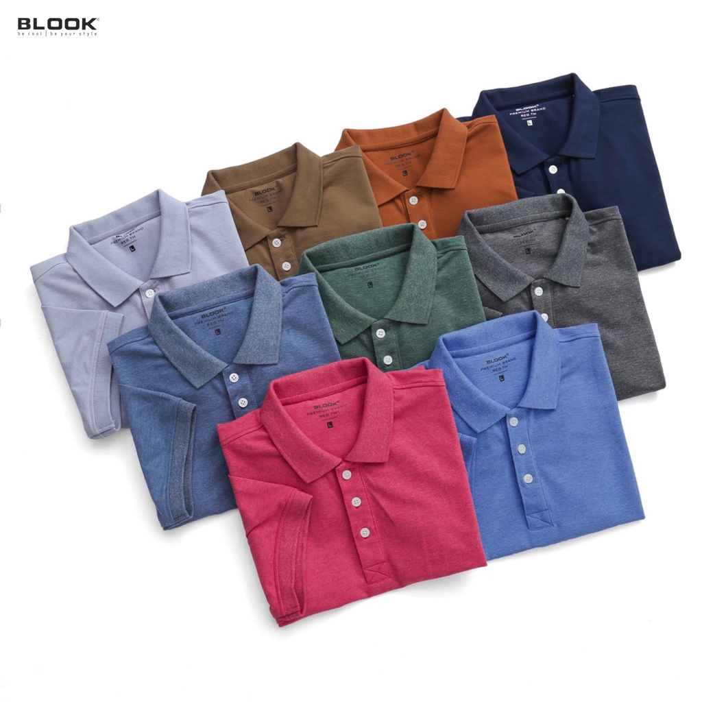 Áo thun POLO nam BLOOK cổ bẻ BASIC CVC vải cá sấu Cotton kháng khuẩn, chống nhăn, thoáng mát mã 35680