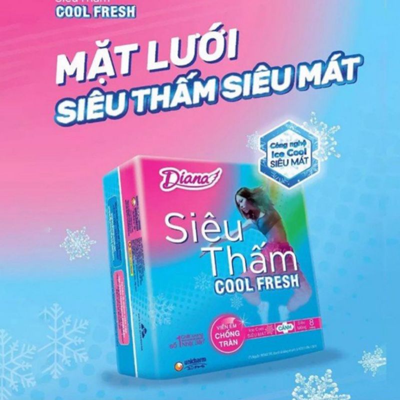 Combo 6 gói băng vệ sinh Diana siêu thấm Cool Fresh 8 miếng