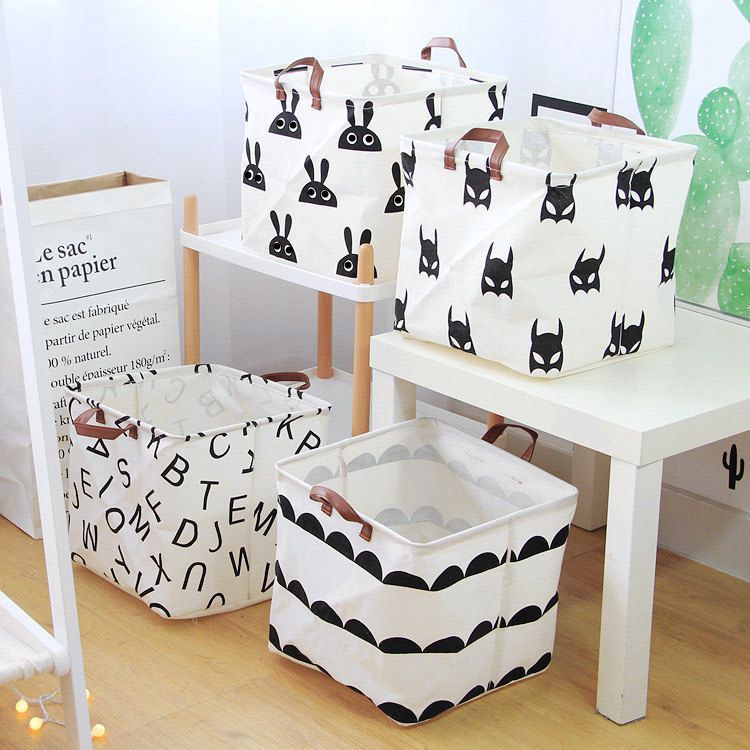 Giỏ đựng quần áo chăn màn đồ dơ túi vải canvas vuông gấp gọn đựng đồ đa năng ChiChi TV12