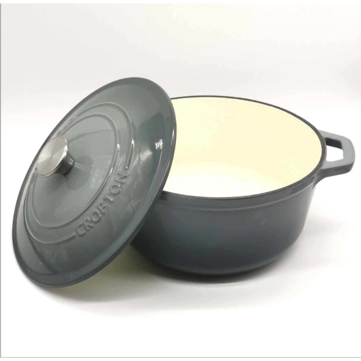 Nồi Gang Tráng Men 26cm CROFTON Đức Enamel Cast Iron Dutch Oven Đúc Nguyên Khối Phủ Gốm