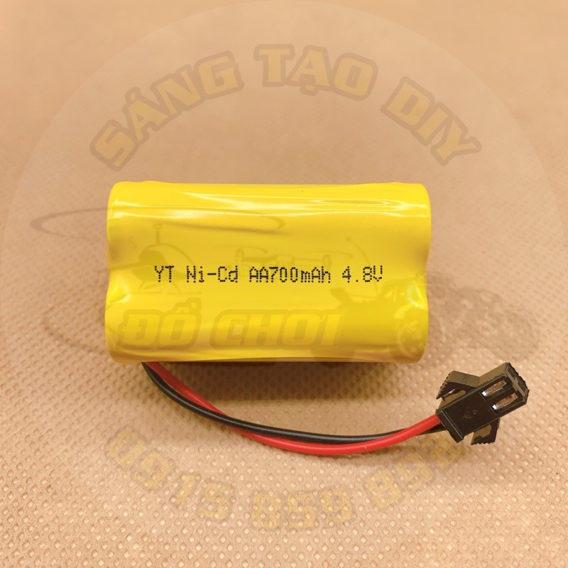 Pin xếp vuông 4.8V dung lượng 700mAh Ni-Cd, cổng cắm SM-2P dành cho xe ô tô, tàu thủy điều khiển