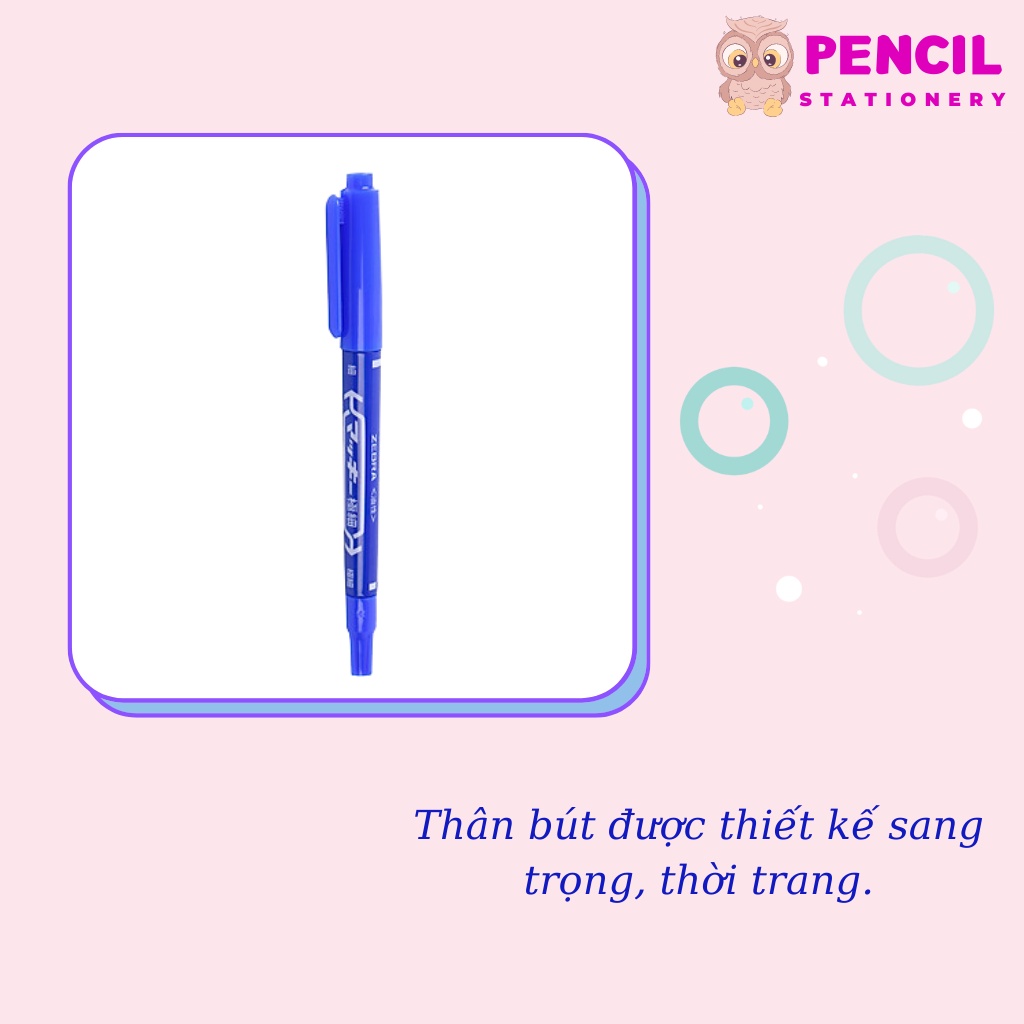 Bút Lông Dầu ZEBRA, Bút Dạ Kính 2 Đầu Viết Không Xóa Được Nhiều Màu Xanh Đỏ Đen Cho Học Sinh Văn Phòng