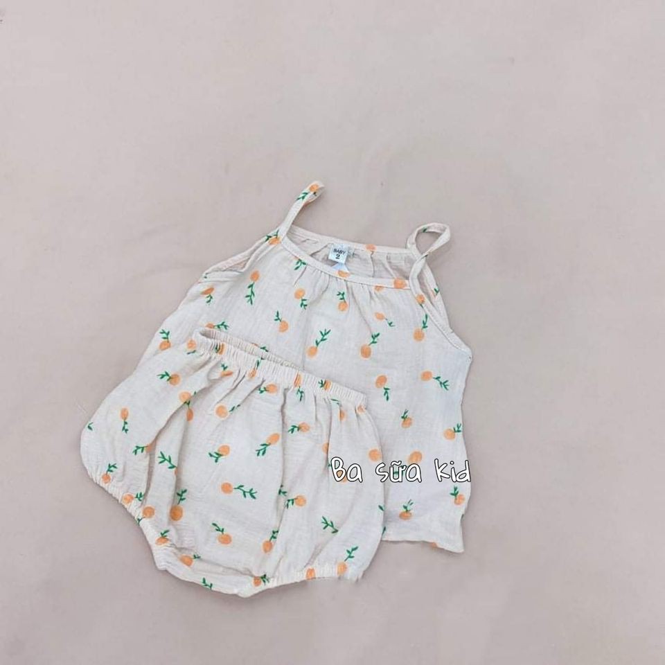 Bộ 2 dây xô Muslin cho bé gái chất mềm mại đẹp mát
