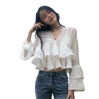 Áo voan chấm bị 2 lớp bèo