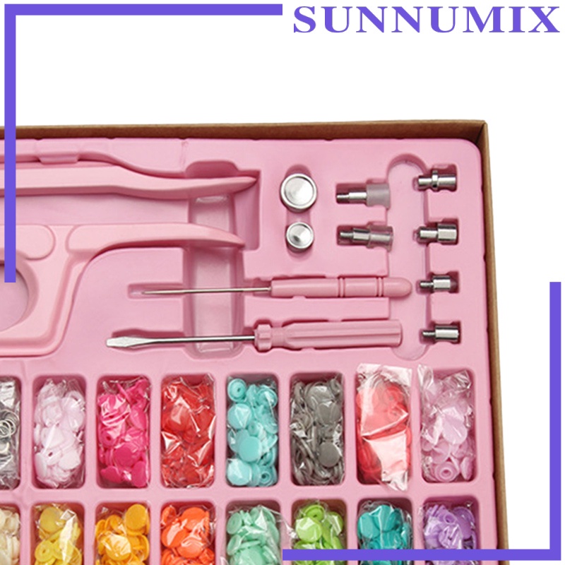 [SUNNIMIX]1 Set Snap Button Kit Resin Buttons Metal Buttons w/ Fastener Pliers Press Tool for Installing Clothes Bags Wallets Sewing Diaper Total 300 Buttons