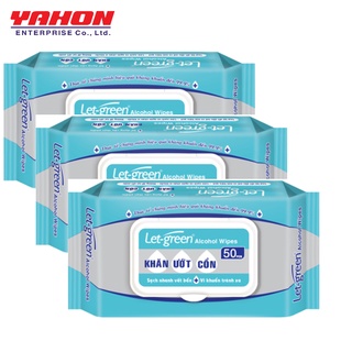 COMBO 3 Bao Khăn ướt cồn Let-green 50 miếng/bao