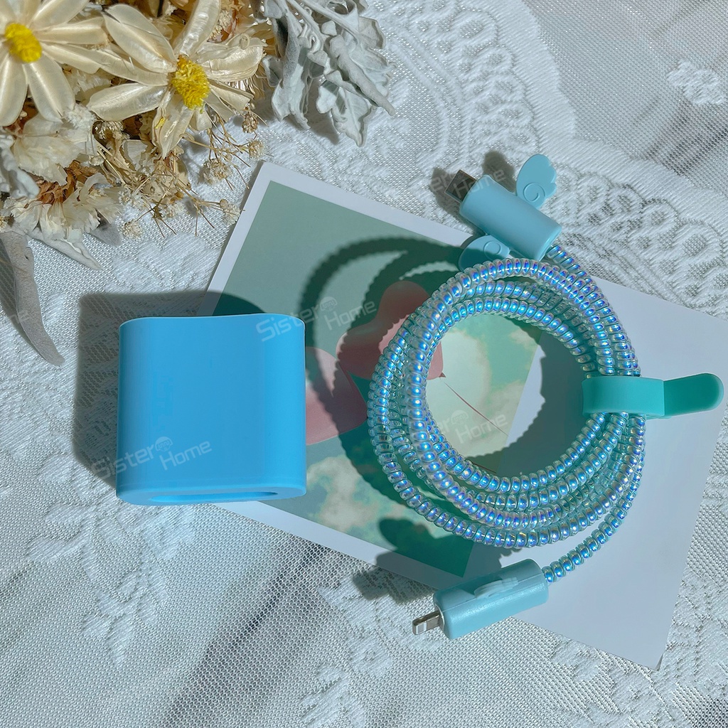 Vỏ silicone màu kẹo bảo vệ cho củ sạc USB C 5W/18w/20W của Iphone 12 13