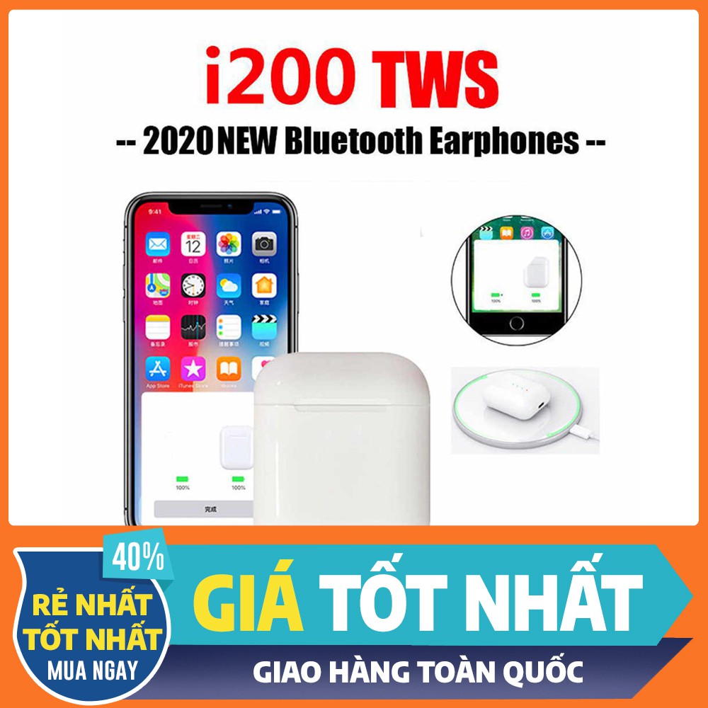 [BẢN MỚI NHẤT] Tai Nghe Bluetooth i200 TWS Sạc Không Dây, Cảm Biến Vân Tay Như AIRPODS | BigBuy360 - bigbuy360.vn