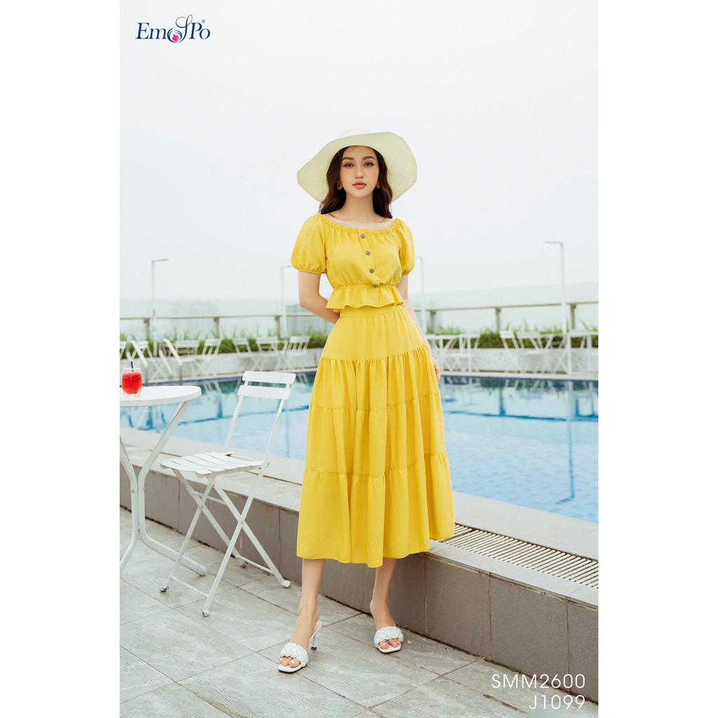 Áo Sơ mi trễ vai, chun vai, tay và gấu áo Emspo SMM2600