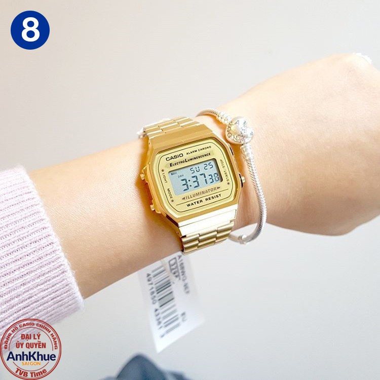 Đồng hồ unisex dây kim loại Casio Standard chính hãng Anh Khuê A168 Series