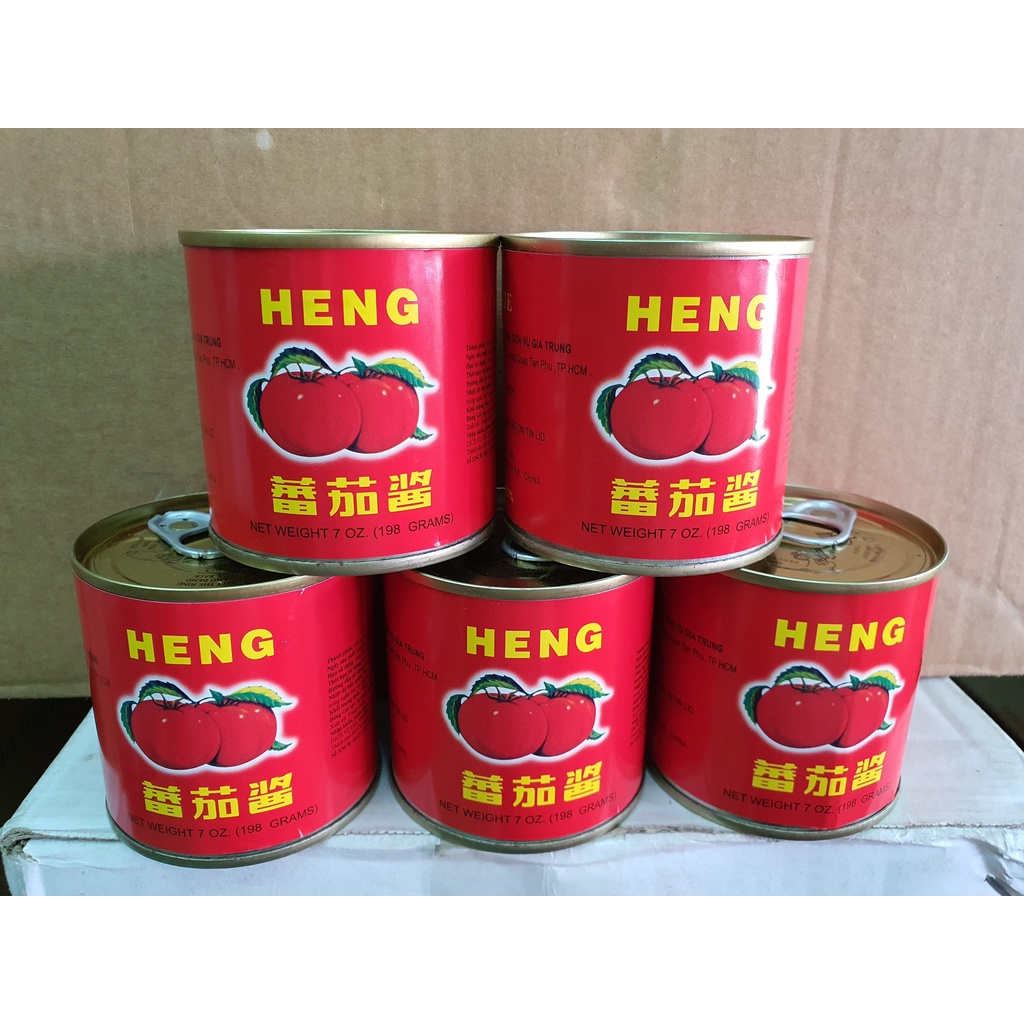 Cà Chua cô đặc đóng hộp HENG lon 198gr Tomato paste làm Mỳ Ý (Spaghetty), pizza, lagu, bò kho, xào thịt, kho cá