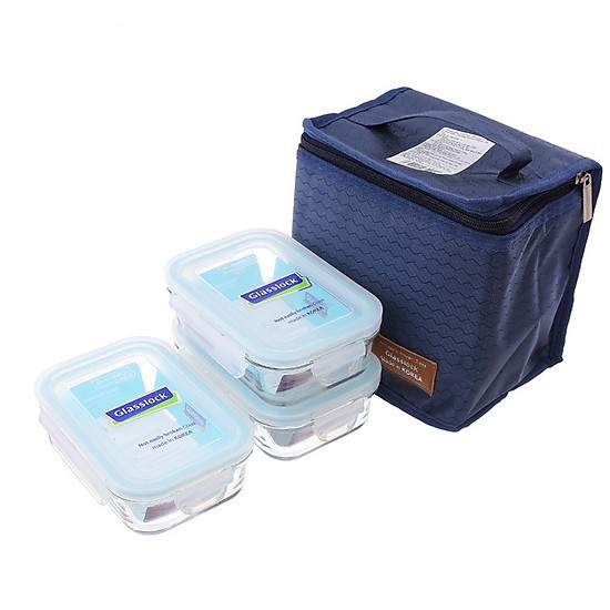 Set 3 hộp cơm giữ nhiệt 400ml kèm Túi giữ nhiệt