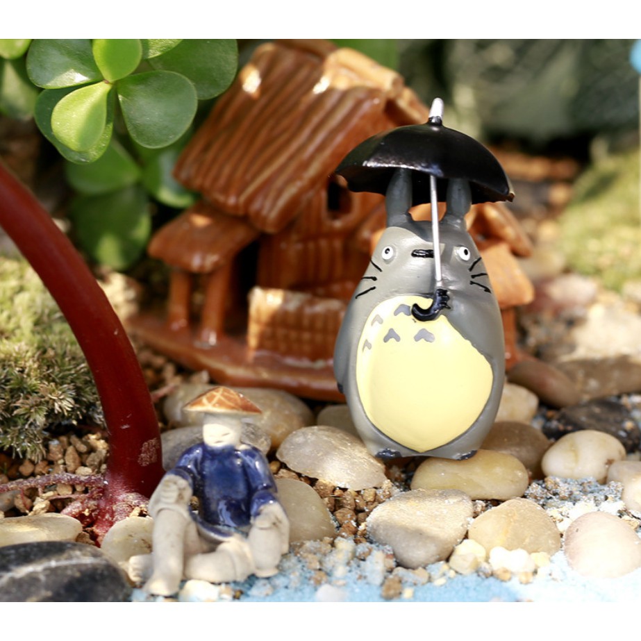 Mô hình Totoro cầm ô cho các bạn làm móc khóa, đồ DIY, trang trí tiểu cảnh