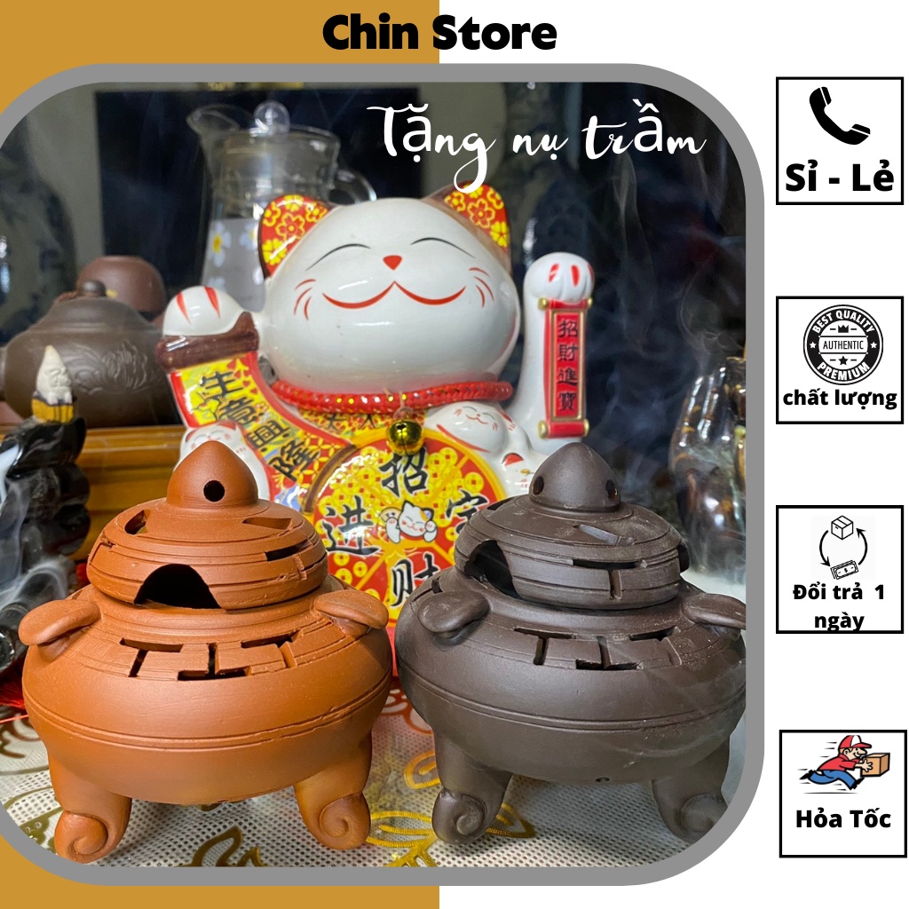 Lư xông trầm, đốt trầm Bát Tràng cao cấp sắc nét, thư giãn , tạo hương thơm, mang tài lộc