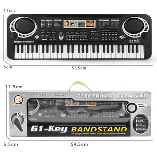  Đàn piano điện tử 61 phím cho bé yêu Dùng Pin  không kèm pin  Hoặc dây sạc USB,1 loa phát to rõ kèm mic xinh 