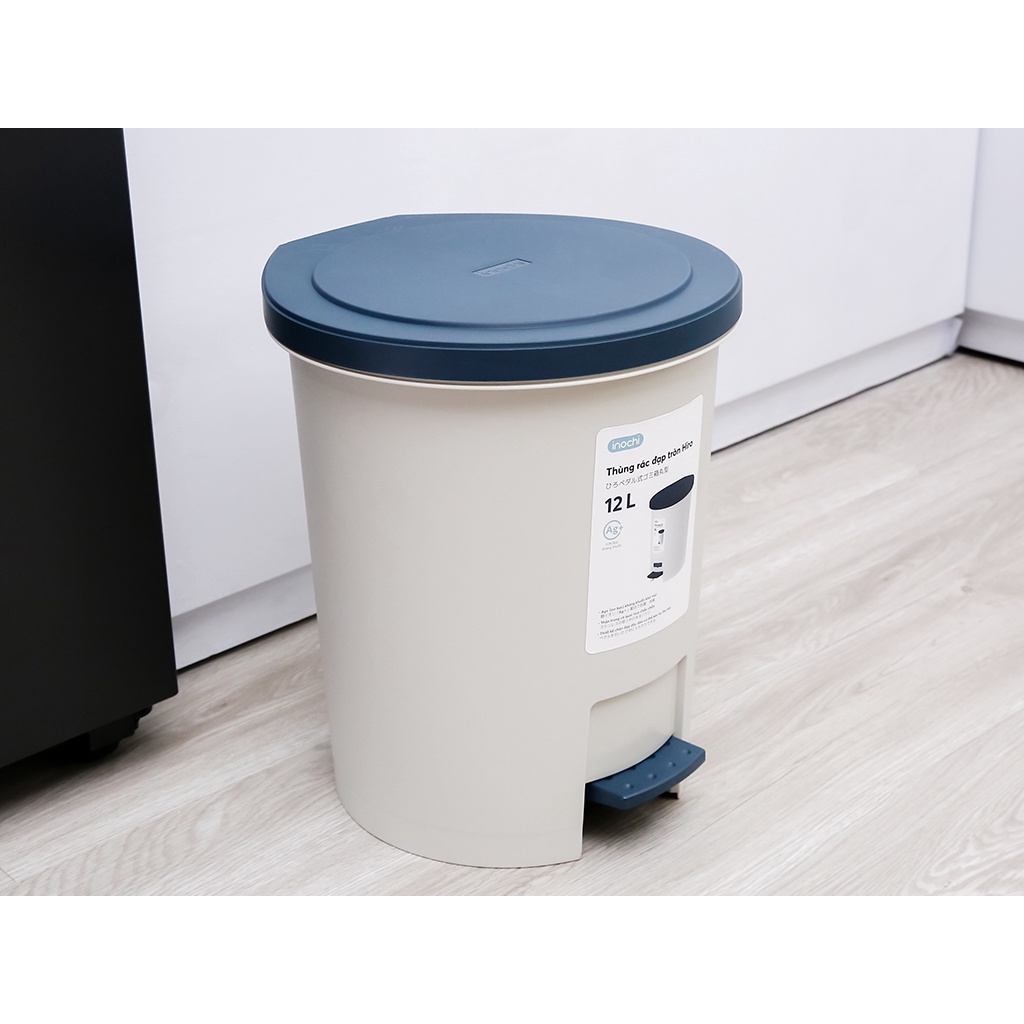 Thùng rác đạp tròn Inochi Hiro 12L - Ag+  kháng khuẩn khử mùi