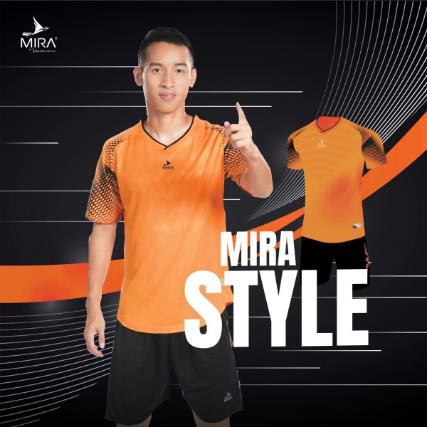 Quần áo đá bóng không logo Mira Style màu cam