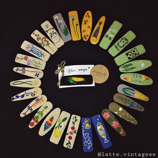 Kẹp tóc thêu tay hình hoa, lá, trái cây,...