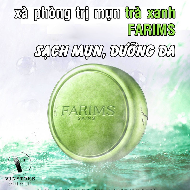 Xà phòng sạch mụn lưng, mụn cám tinh chất trà xanh matcha Farims, kháng khuẩn, sạch mụn hiệu quả, dưỡng ẩm chăm sóc da
