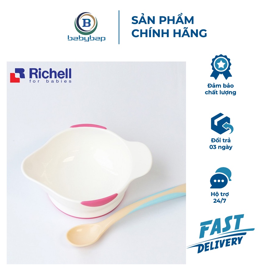 Muỗng Nhựa Richell Tay Cầm Chống Trơn, Hơi Cong Giúp Dễ Cầm Nắm