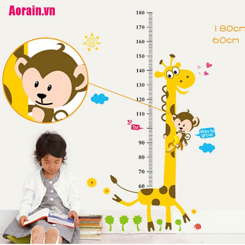 1 Thước Dán Tường Đo Chiều Cao Cho Bé Hình Hươu Cao Cổ Dễ Thương