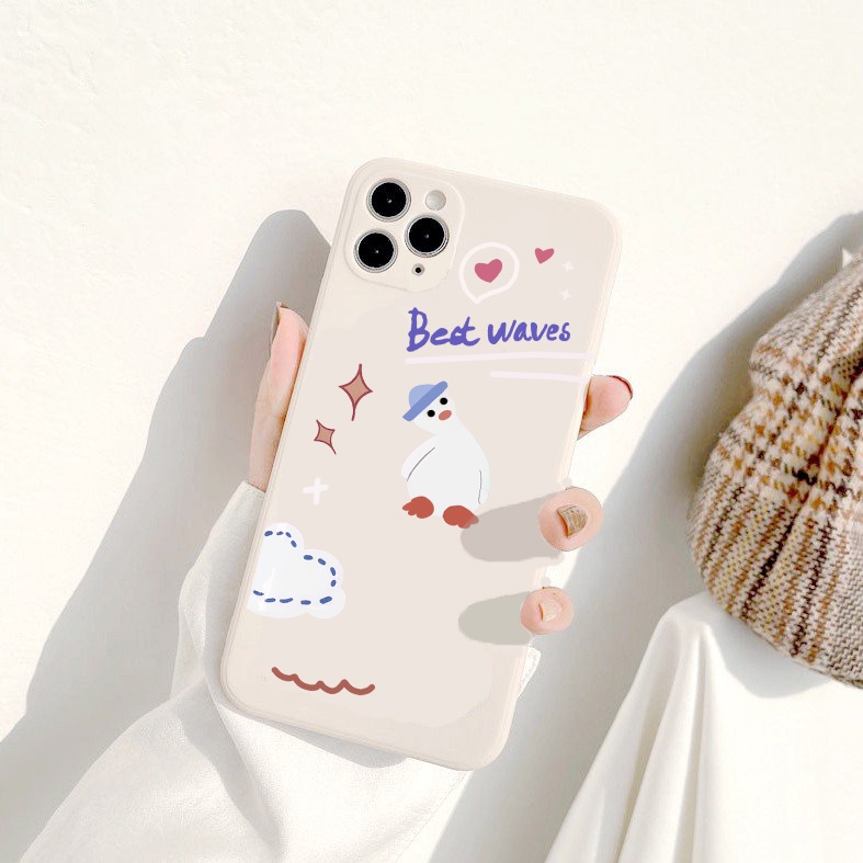 Ốp lưng iphone cạnh vuông chú vịt trắng nghiêng đầu siêu ngầu ốp iphone 7plus/8plus/xs/11/12/13/pro/max/plus/promax e169