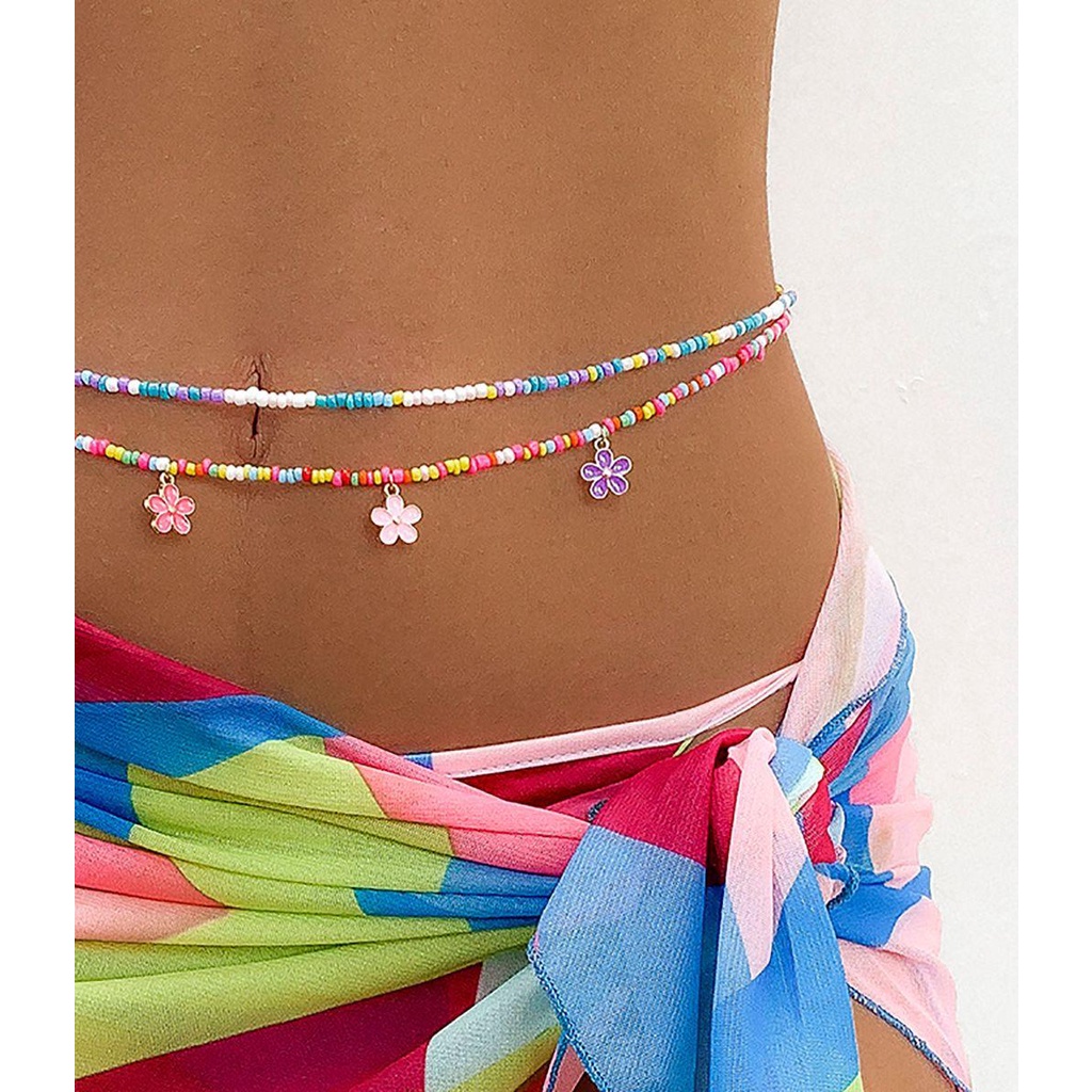 Dây Xích Đeo Thắt Lưng Phong Cách Bohemian|Chuỗi Dây Xích Đeo Hông Nhiều Màu Sắc Kết Hợp Bikini Thời Trang Quyến Rũ Cho Nữ