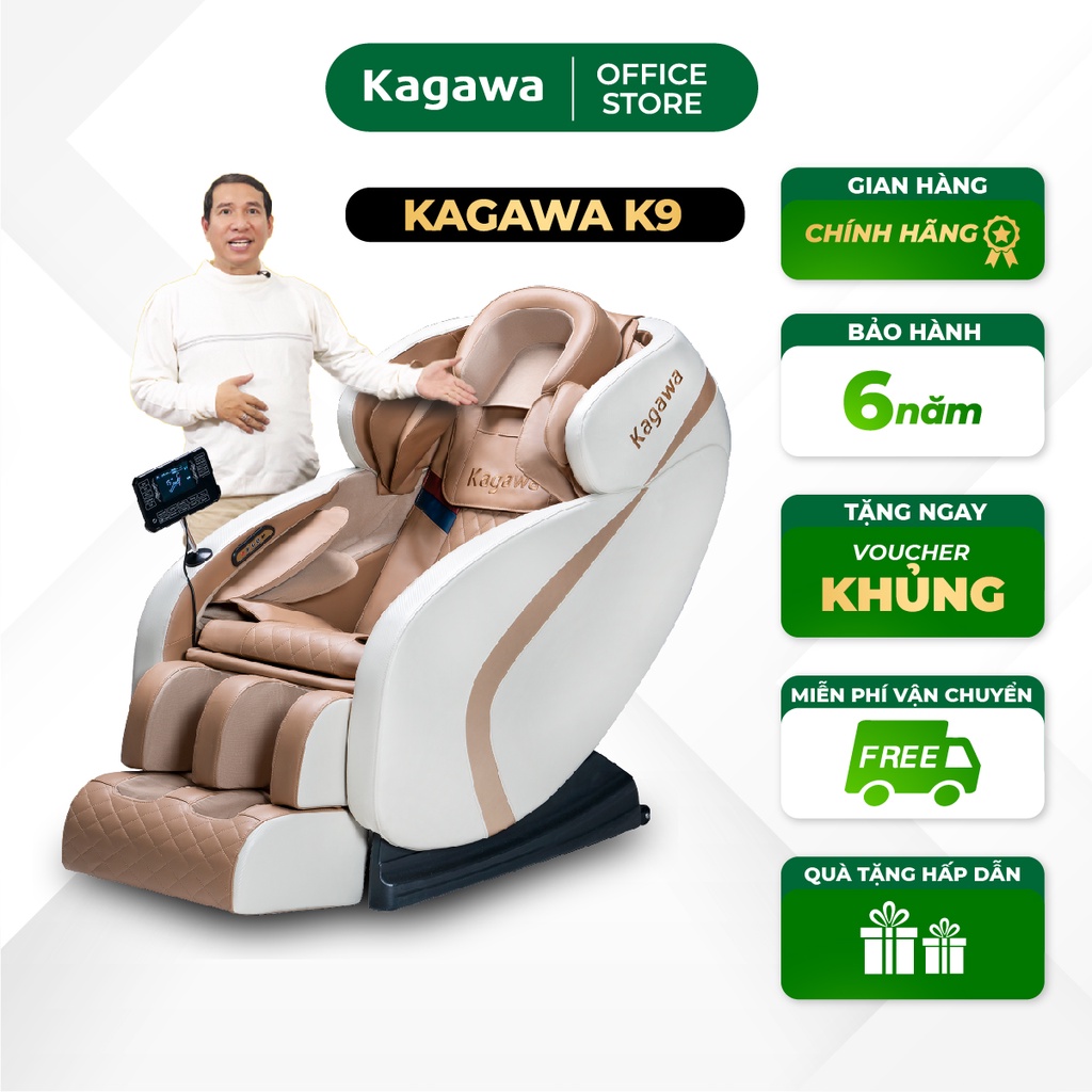 Ghế massage trị liệu toàn thân Kagawa K9 cao cấp đa chức năng công nghệ túi khí, nhiệt hồng ngoại Nhật Bản
