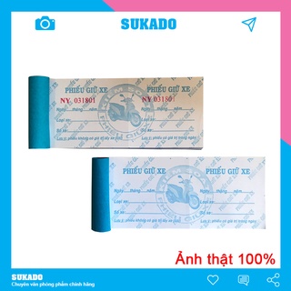 Phiếu giữ xe máy có số - không số, xấp 100 tờ SUKADO