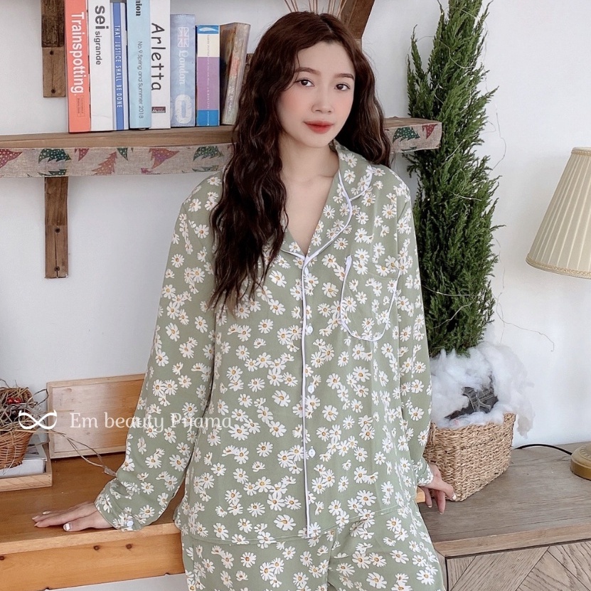 Bộ ngủ lụa nữ Em pyjama mặc nhà freesize 45-60kg, phù hợp mẹ sau sinh