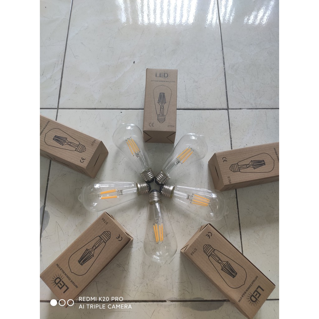 Bóng đèn led edison ST64 vỏ trắng 4W  đui E27 chỉnh dimmer