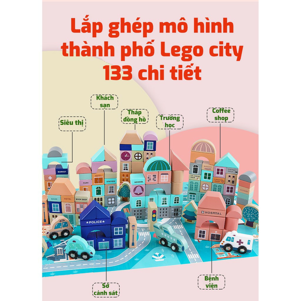 Đồ Chơi Xếp Hình Xây Dựng Bằng Gỗ Cho Bé Sáng Tạo Kết Hợp Học Số Chữ Cái Và Phép Tính 133 Chi Tiết