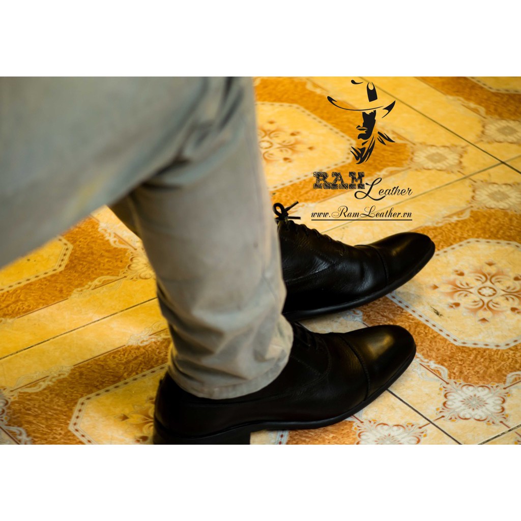 Giày Công Sở Oxford Da Bò Đen Tuyền - Chính Hãng RAM Leather