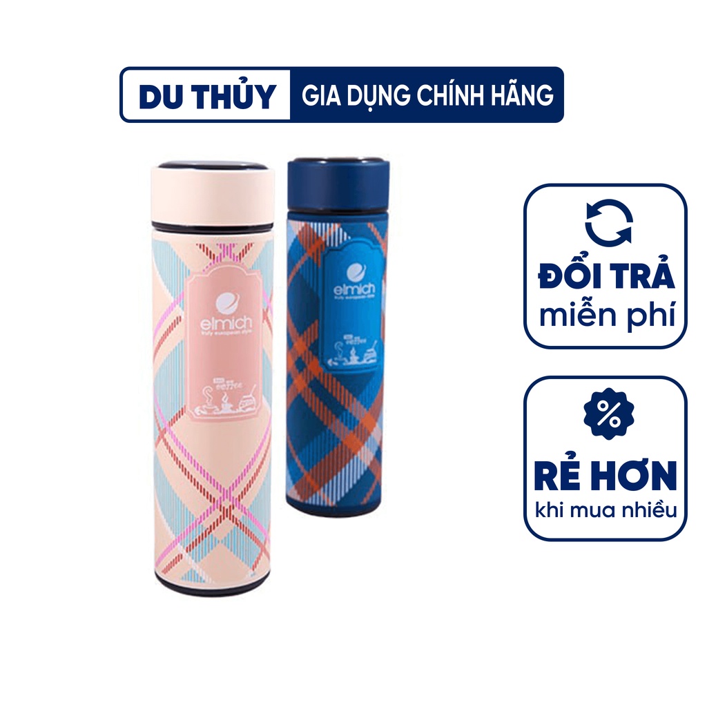Bình giữ nhiệt inox 304 thương hiệu Elmich dung tích 500 ml chất liệu inox an toàn, giữ nhiệt lâu, 2 màu xanh - hồng