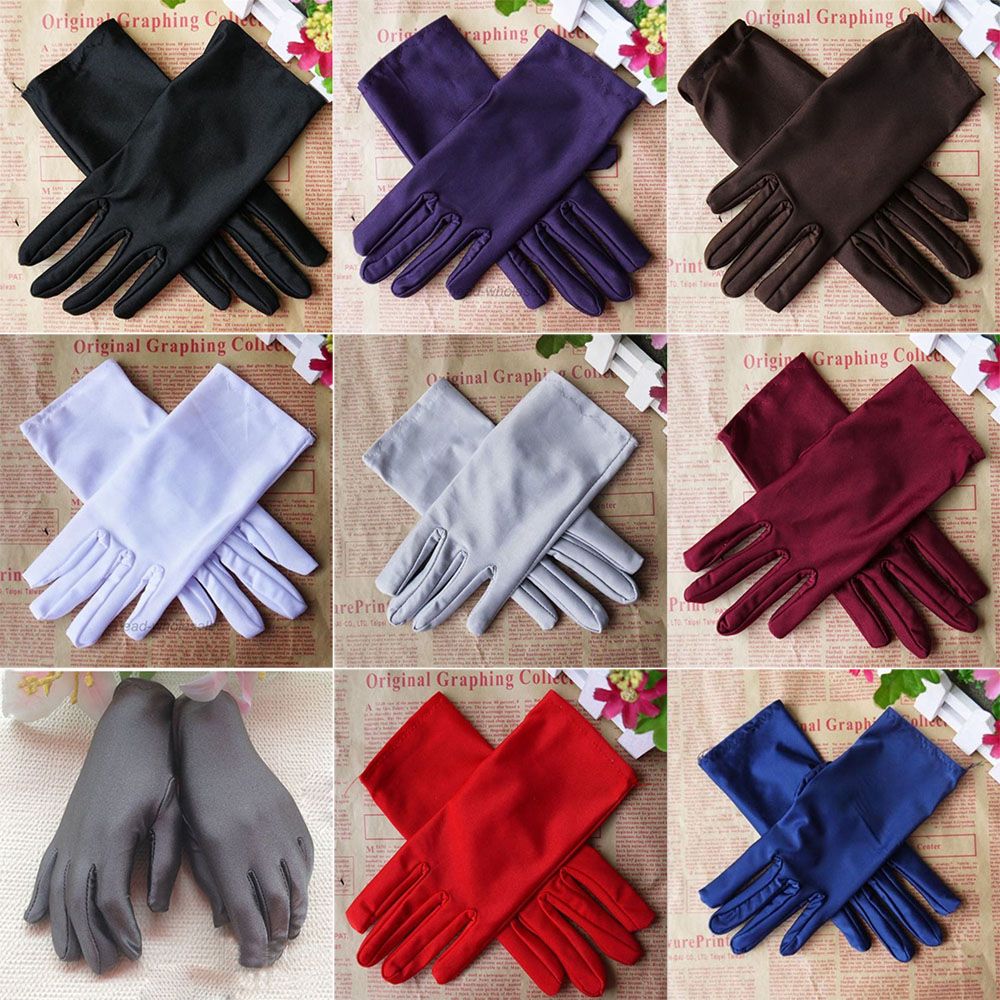 Găng tay vải satin bóng thời trang cho nữ tùy chọn màu sắc