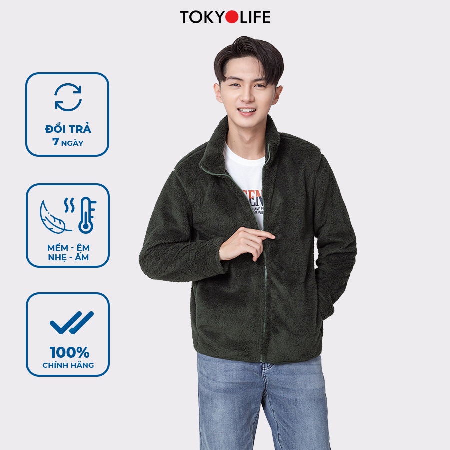 Áo Khoác Lông Cừu Nhân Tạo Cao Cấp, Siêu Ấm Nam cổ cao dài tay TOKYOLIFE H2/I7FLJ501H