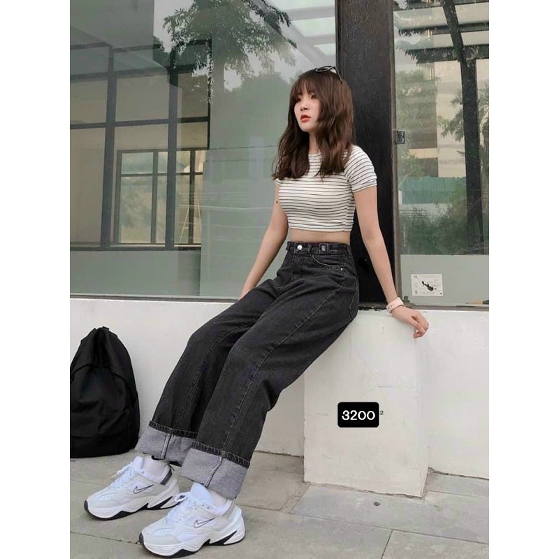 Quần jean ống rộng mã 3200 hình thật 100%