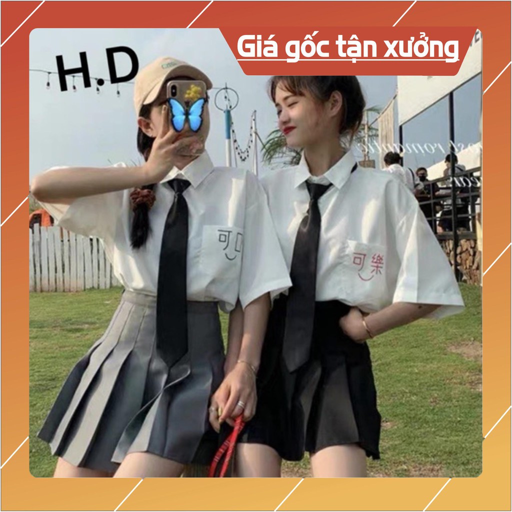 Áo sơ mi chữ tàu đỏ đen kèm cavat HĐ12
