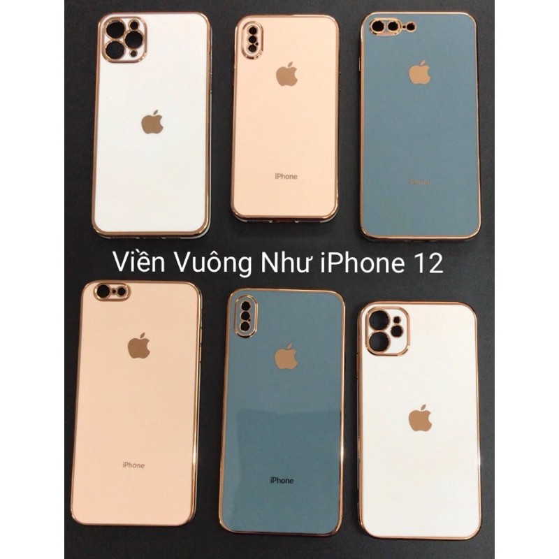 Ốp Lưng Dẻo Vuông Xi Viền Giả iPhone 12 cho iPhone 11 Pro Max, X/Xs, 7/8 Plus, 6/6s Plus